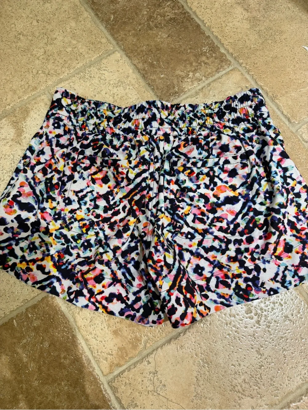 Athleta Women’s Multicolor Print Athletic Shorts — Black, Pink, Yellow, Blue